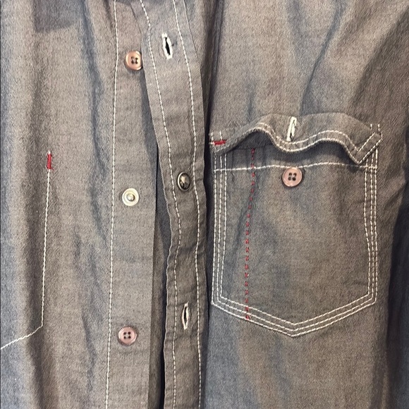 GUESS Men's Gray Short Sleeve Shirt Large 100% cotton - Picture 4 of 7